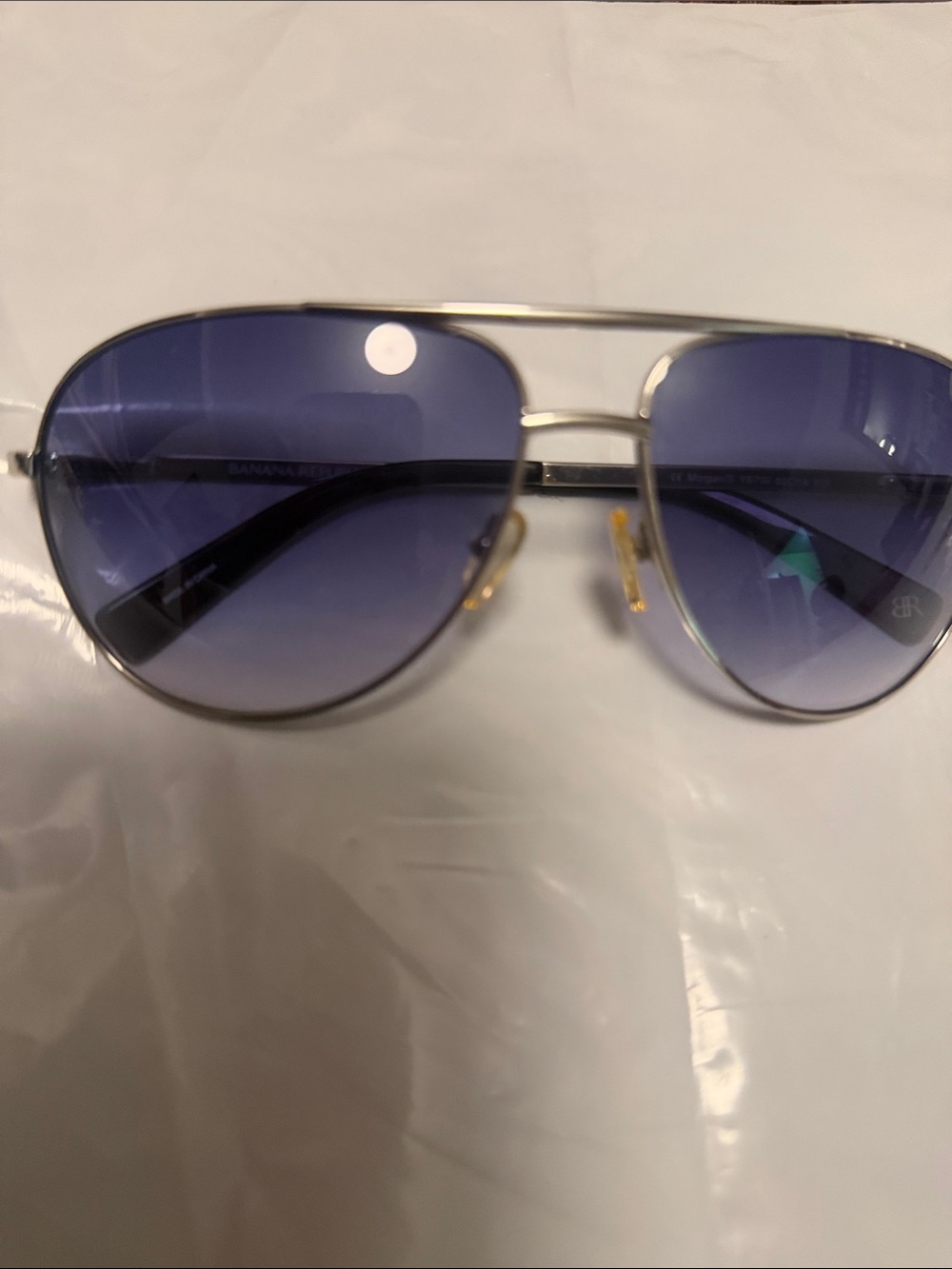 Banana Republic Aviator Sunglasses with Blue Gradient Lenses and Gold Frame